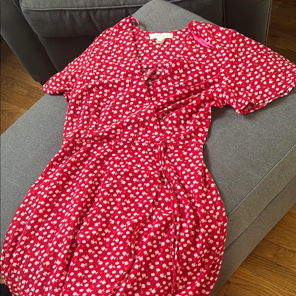 Red Floral Wrap Dress